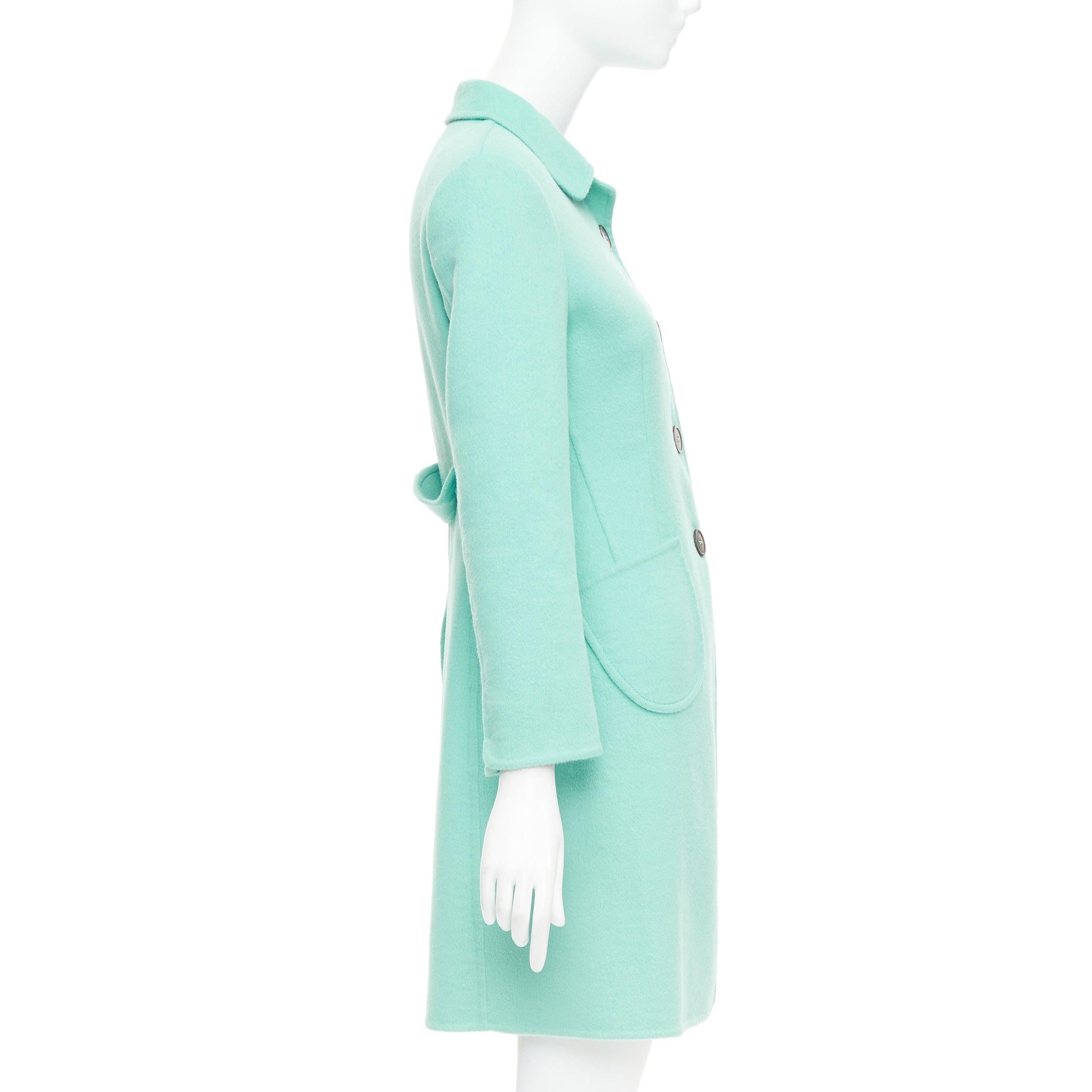 Women's JIL SANDER turquoise blue angorawool patch pocket minimal coat  FR34 XS For Sale