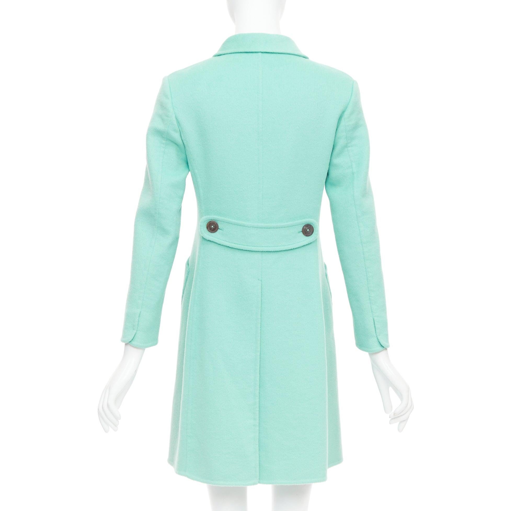 JIL SANDER turquoise blue angorawool patch pocket minimal coat  FR34 XS For Sale 1