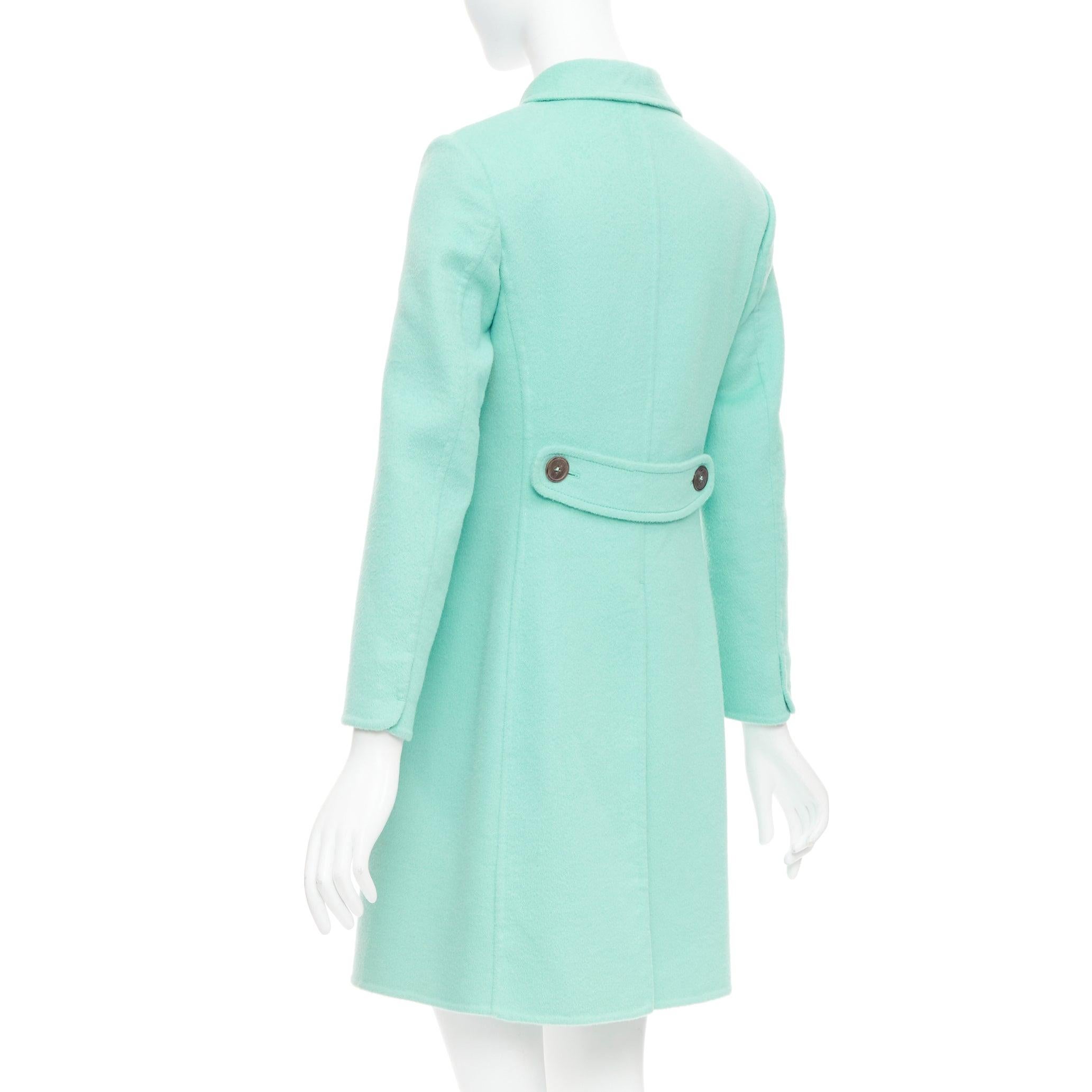 JIL SANDER turquoise blue angorawool patch pocket minimal coat  FR34 XS For Sale 2