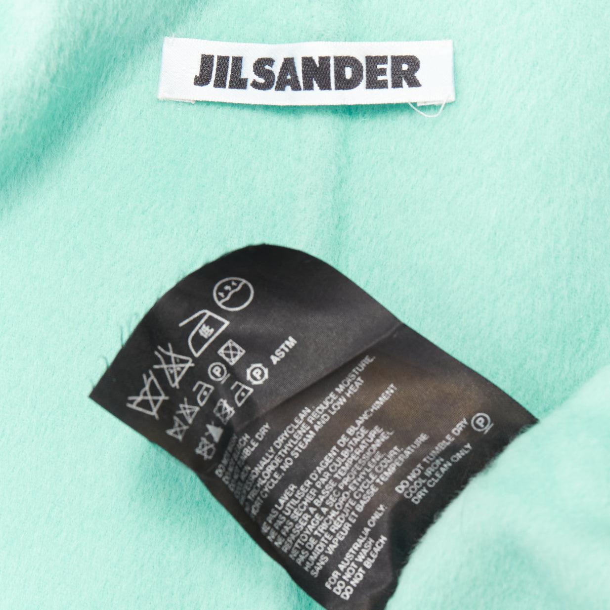 JIL SANDER turquoise blue angorawool patch pocket minimal coat  FR34 XS For Sale 4