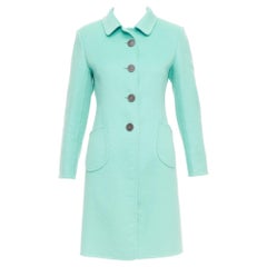 JIL SANDER abrigo minimalista con bolsillo de parche de angora azul turquesa  FR34 XS