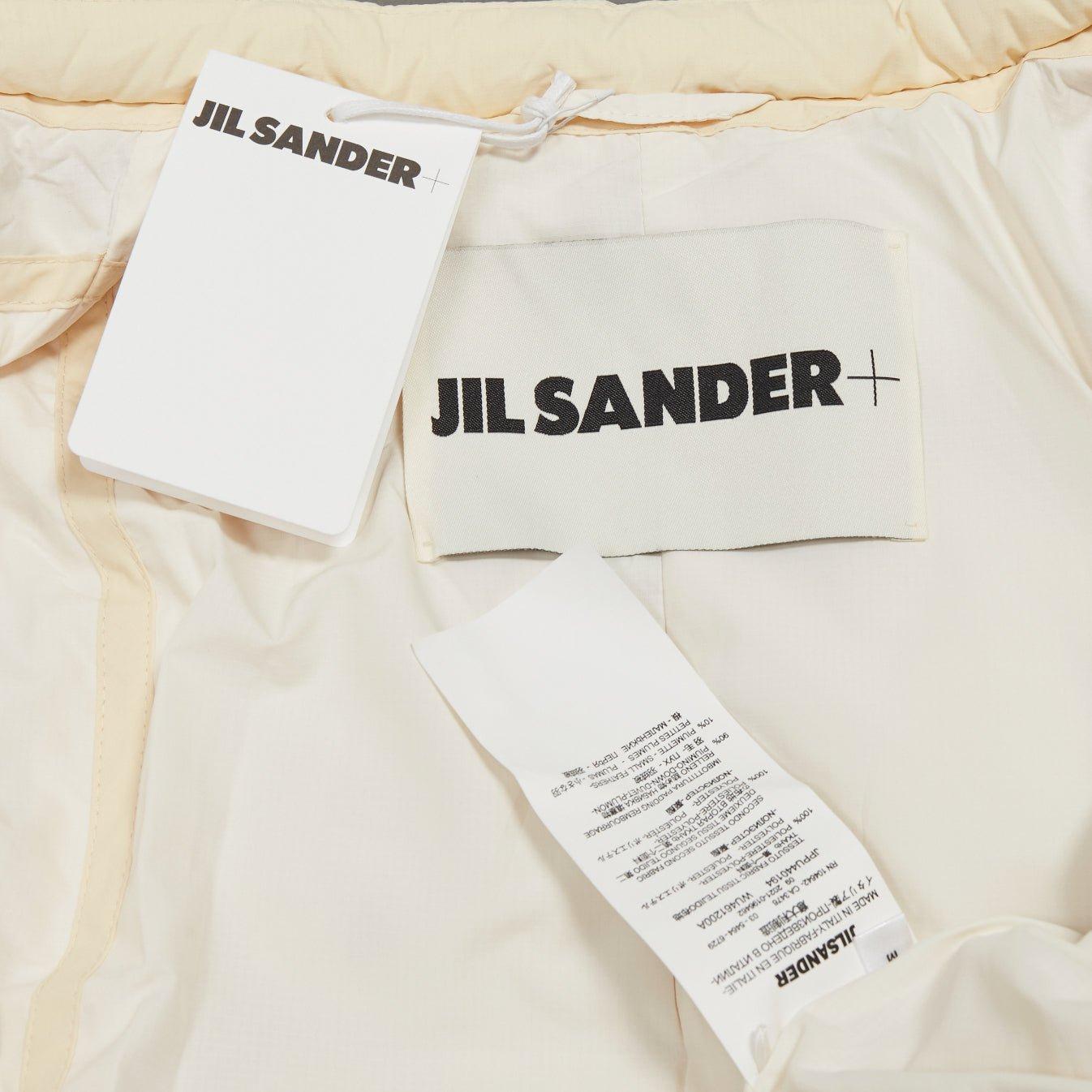 JIL SANDER + unisex cream water repellent 100% recycled cocoon puffer jacket M For Sale 6
