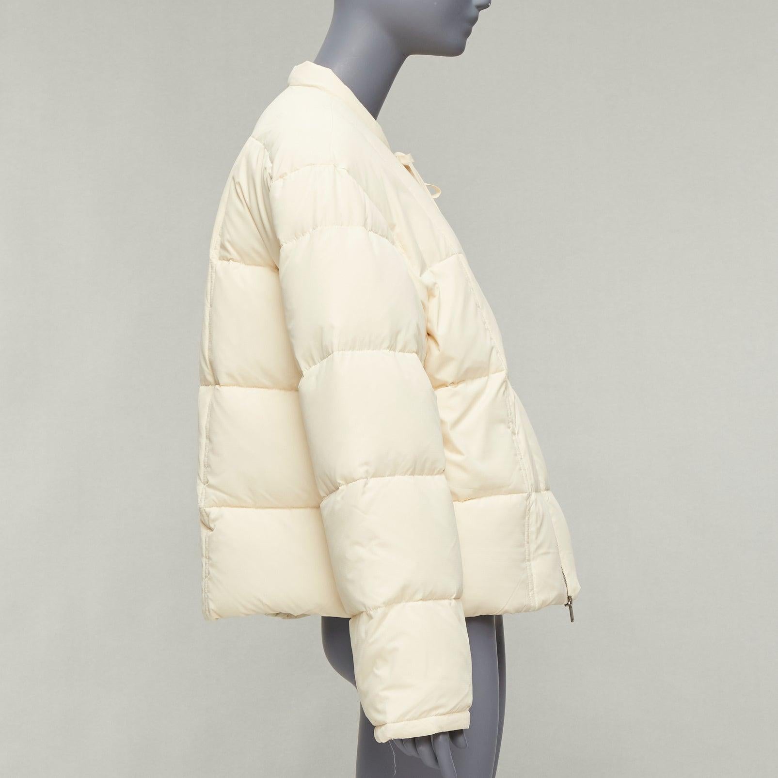 JIL SANDER + unisex cream water repellent 100% recycled cocoon puffer jacket M For Sale 1