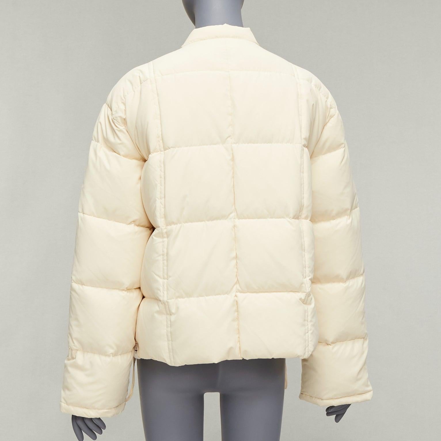 JIL SANDER + unisex cream water repellent 100% recycled cocoon puffer jacket M For Sale 2