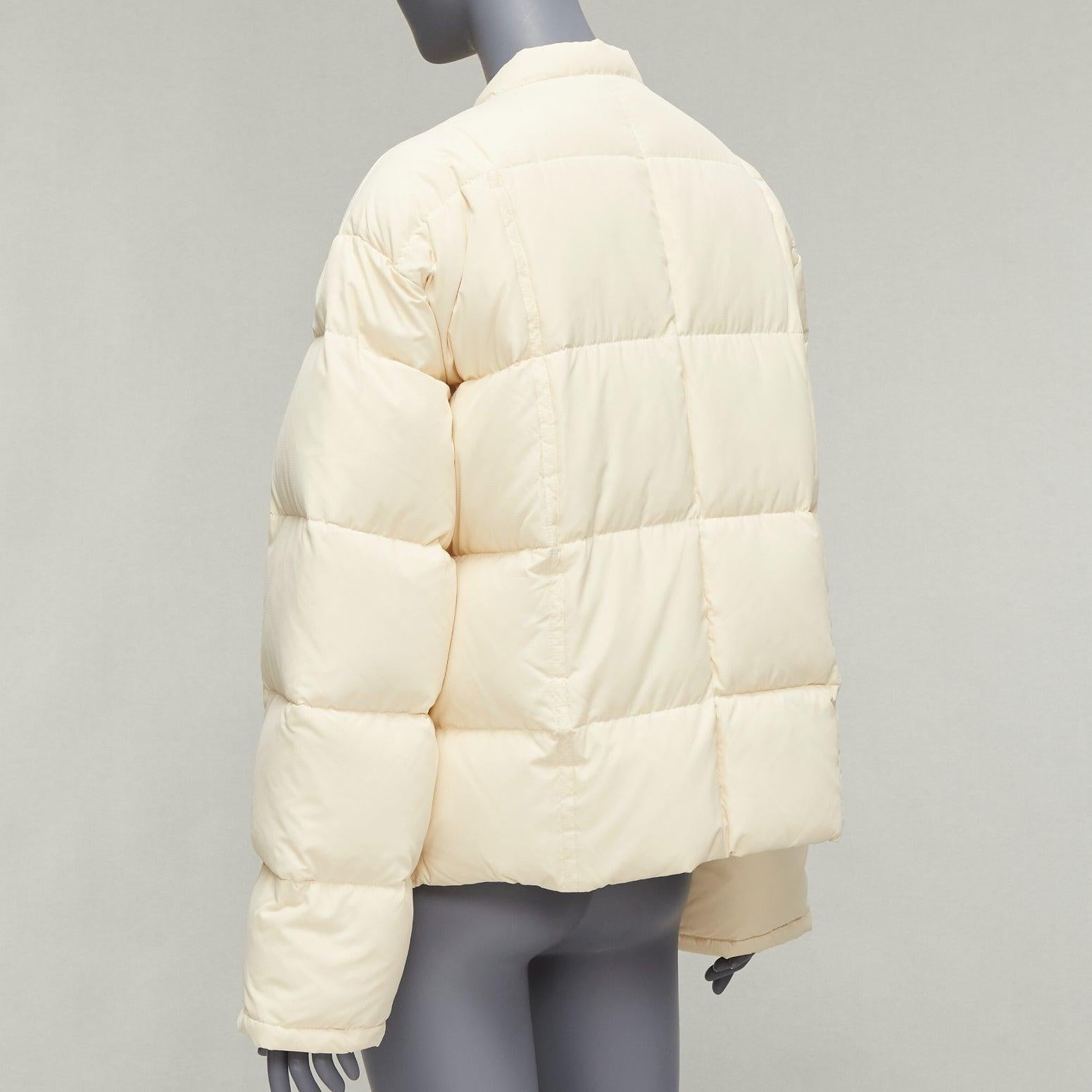 JIL SANDER + unisex cream water repellent 100% recycled cocoon puffer jacket M For Sale 3