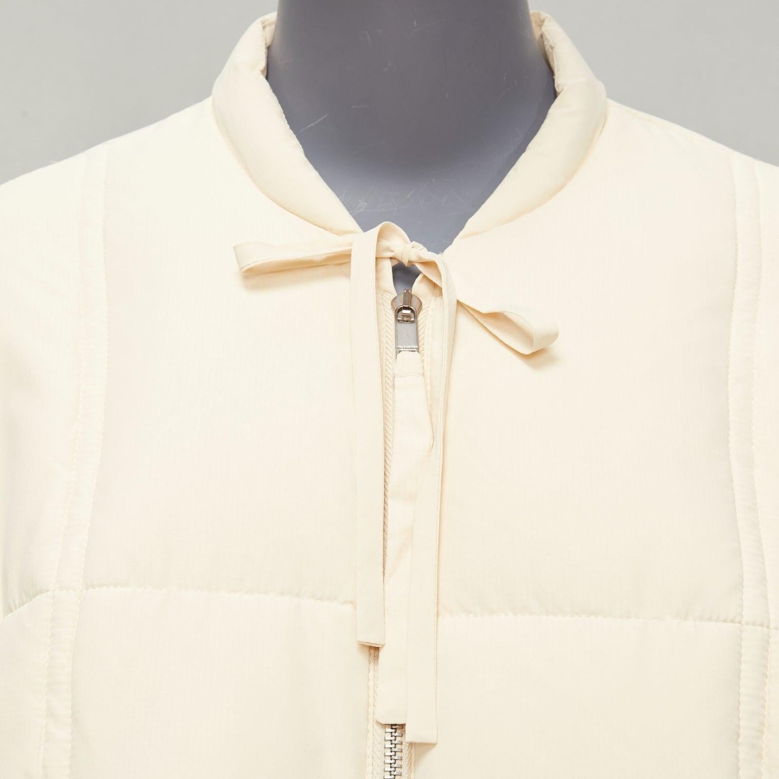 JIL SANDER + unisex cream water repellent 100% recycled cocoon puffer jacket M For Sale 4