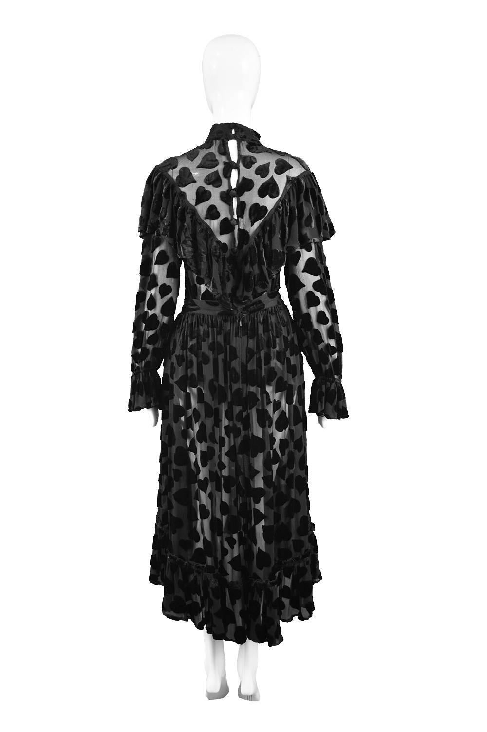 Jil Sander Vintage 1990s Semi Sheer Black Velvet Devore Two Piece Skirt Suit For Sale 3