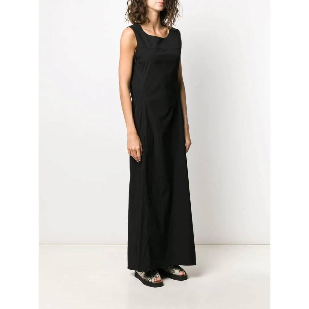 Jil Sander Vintage black cotton 90s sleeveless long dress In Excellent Condition For Sale In Lugo (RA), IT