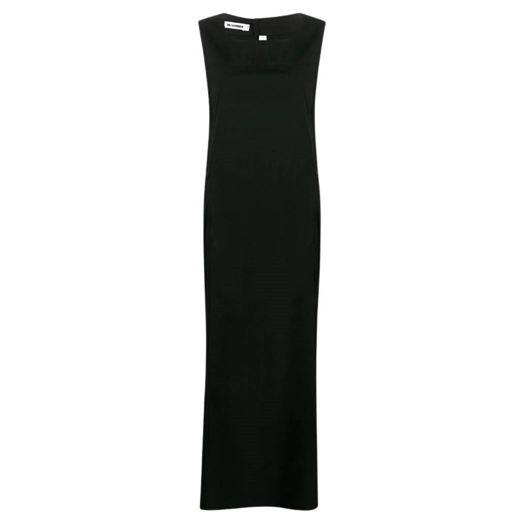 Jil Sander Vintage black cotton 90s sleeveless long dress For Sale
