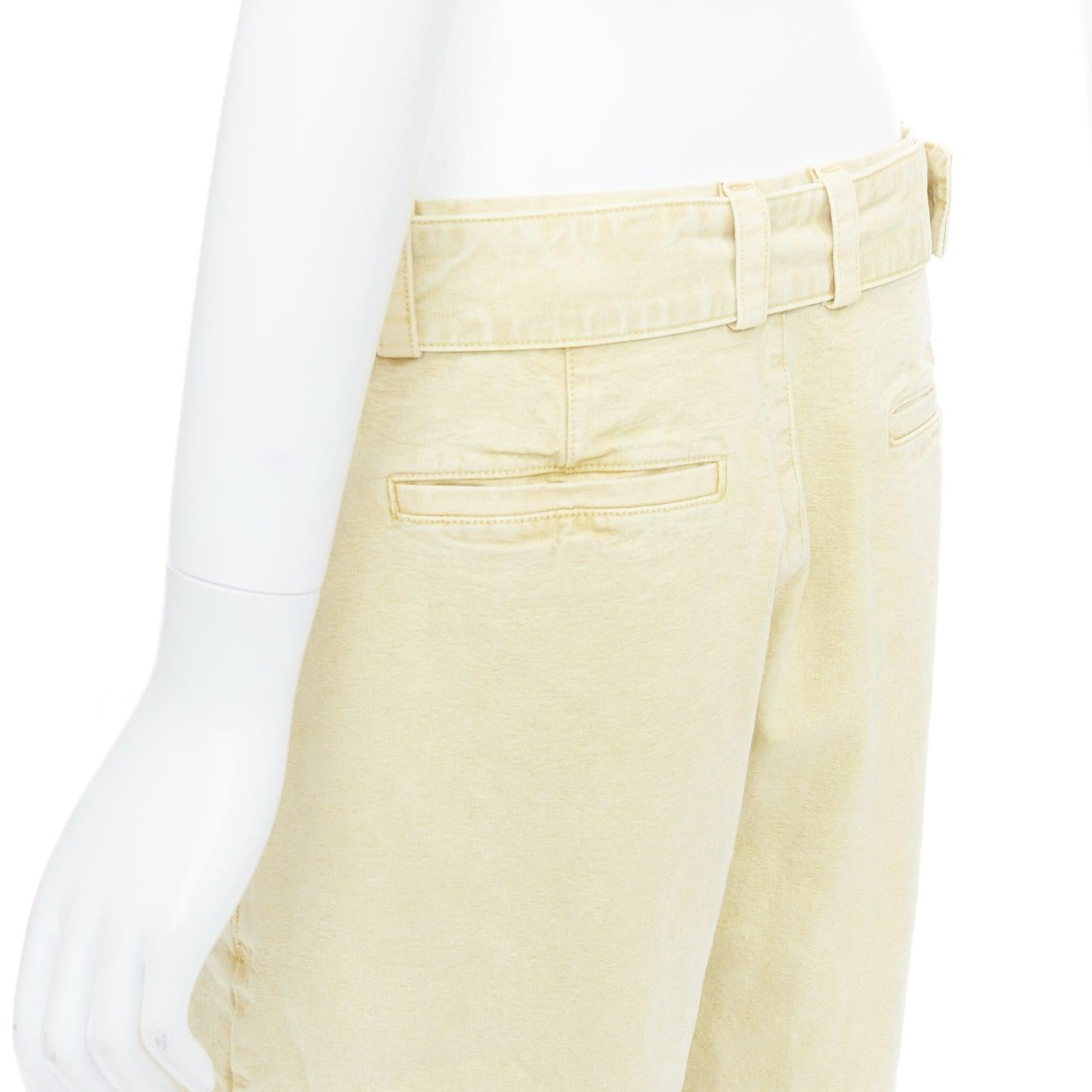 JIL SANDER + washed yellow cotton belted wide leg pants FR38 M For Sale 2