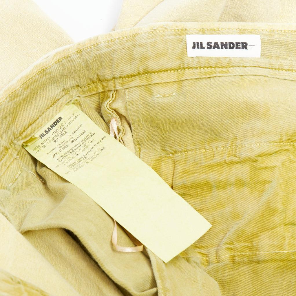 JIL SANDER + washed yellow cotton belted wide leg pants FR38 M For Sale 3