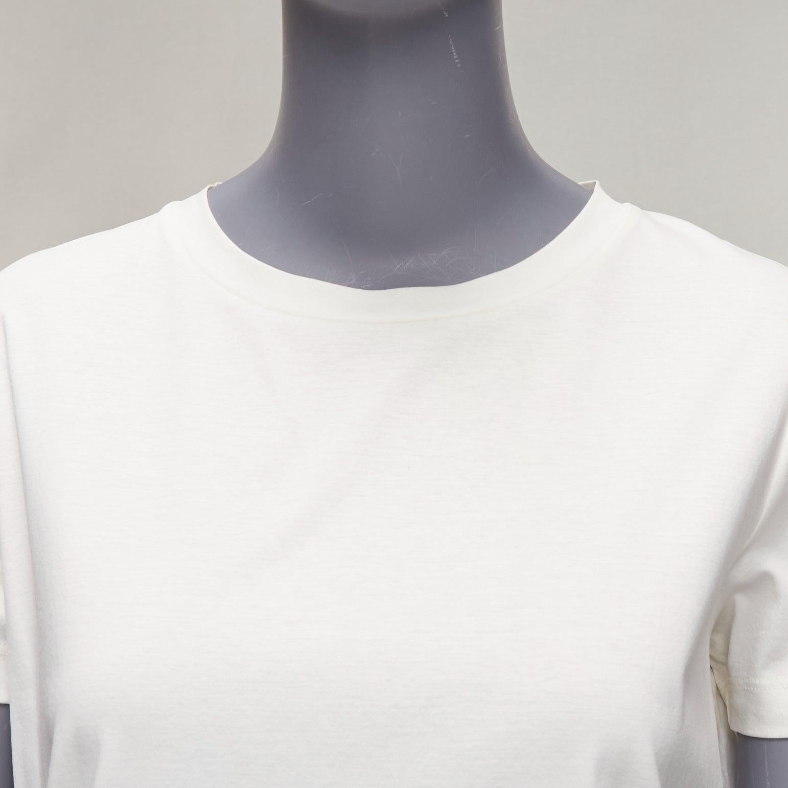 JIL SANDER white cotton black ostrich feather trim crew neck tshirt S For Sale 2