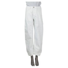 JIL SANDER white cotton denim FRINGED BARREL LEG Pants 34 XS