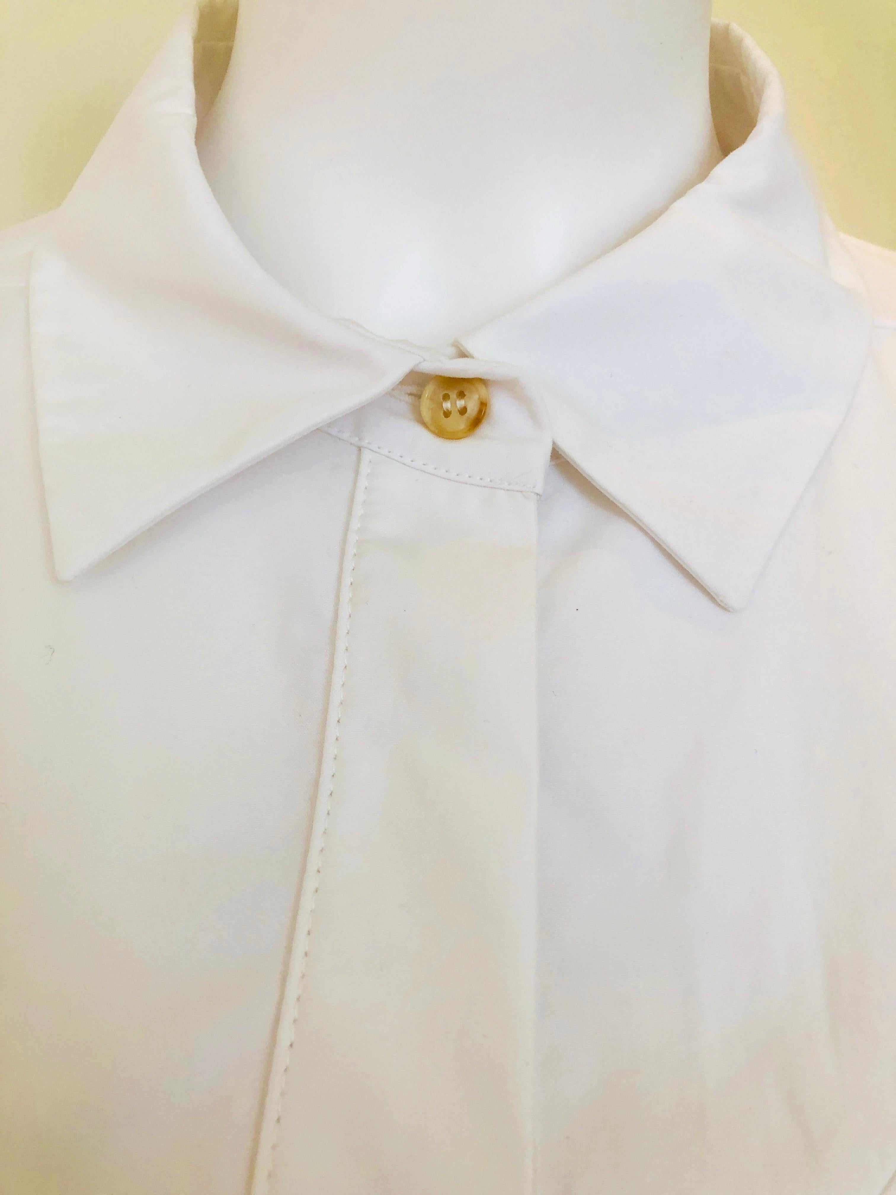 Jil Sander White Cotton Long Sleeve Button Down Handkerchief Causal Dress For Sale 4