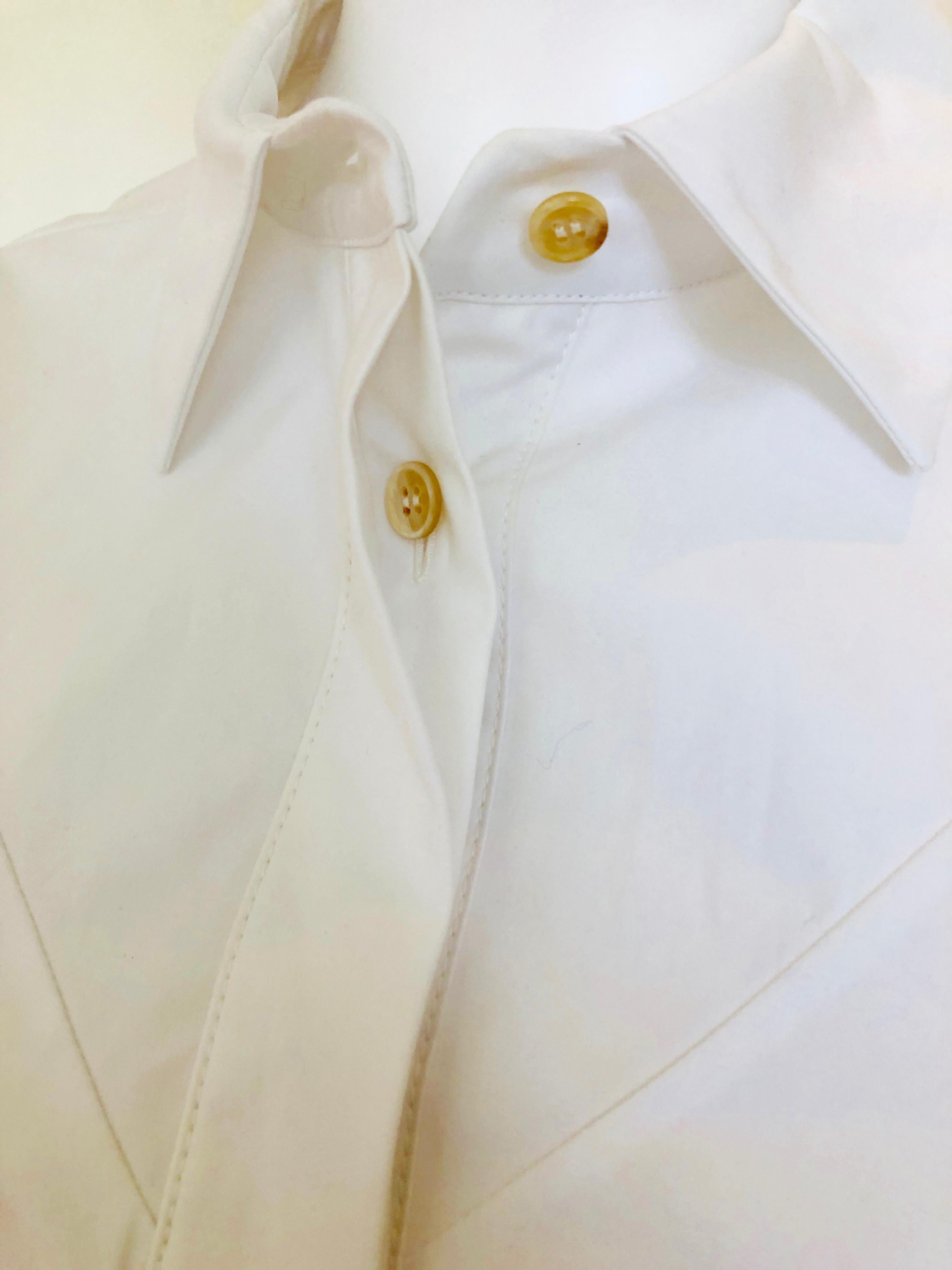 Jil Sander White Cotton Long Sleeve Button Down Handkerchief Causal Dress For Sale 5