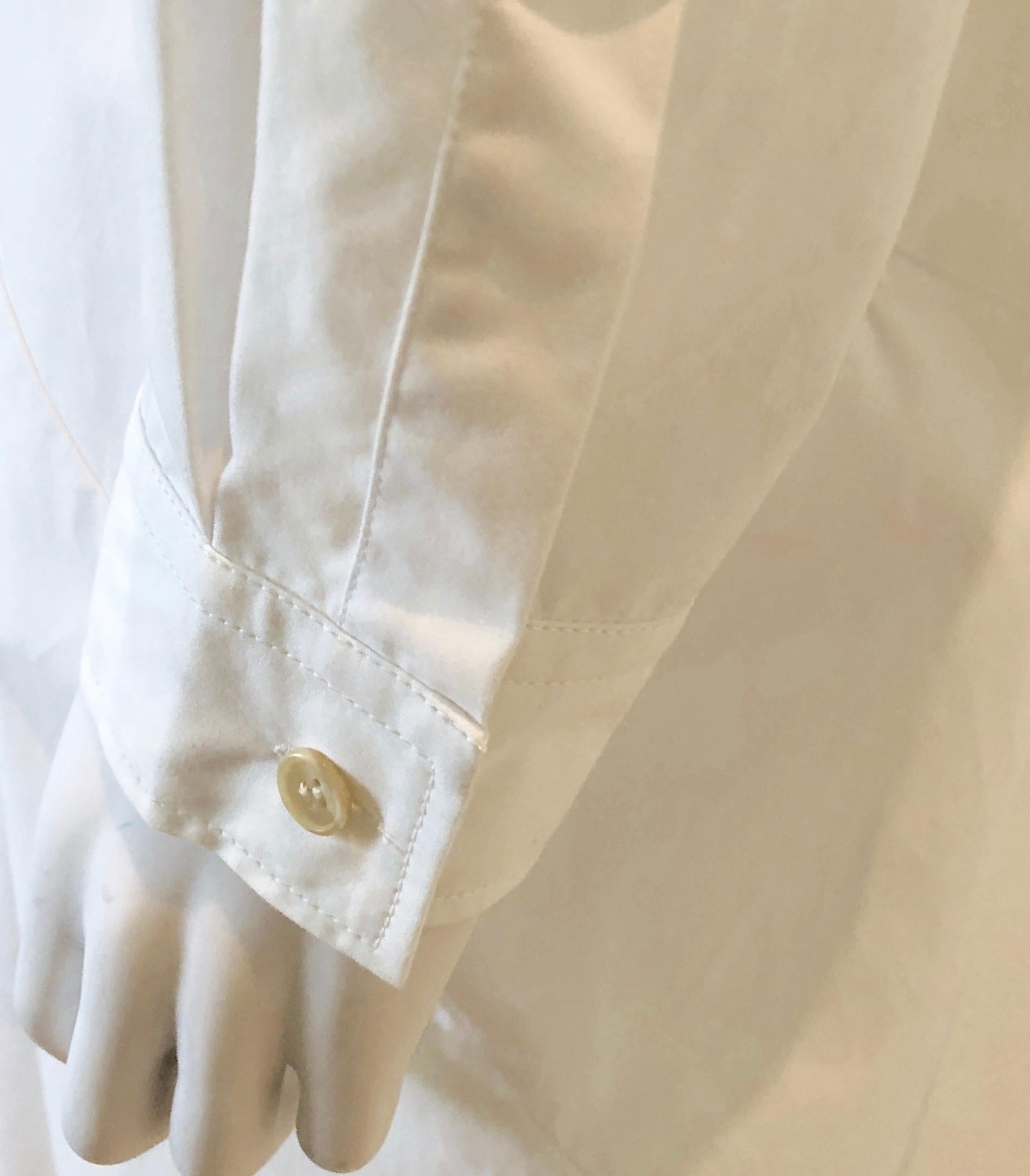Jil Sander White Cotton Long Sleeve Button Down Handkerchief Causal Dress For Sale 8