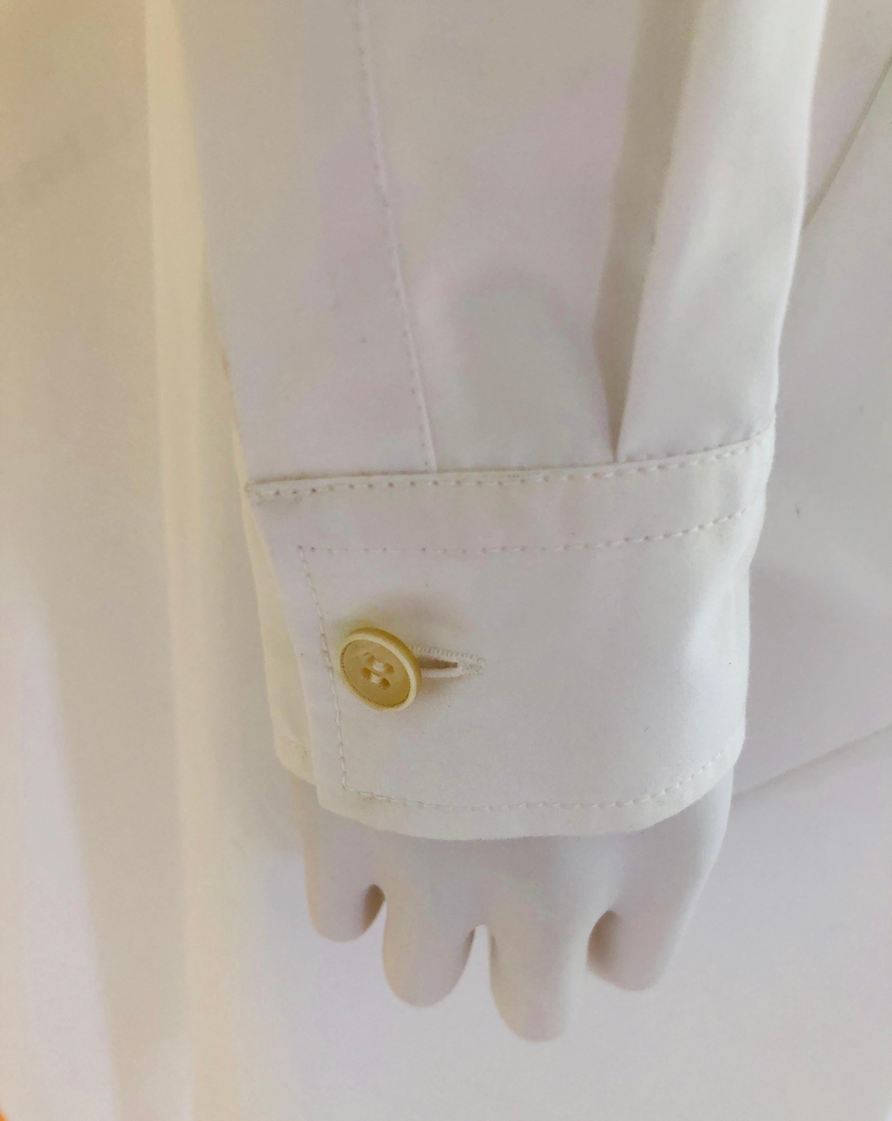 Jil Sander White Cotton Long Sleeve Button Down Handkerchief Causal Dress For Sale 9