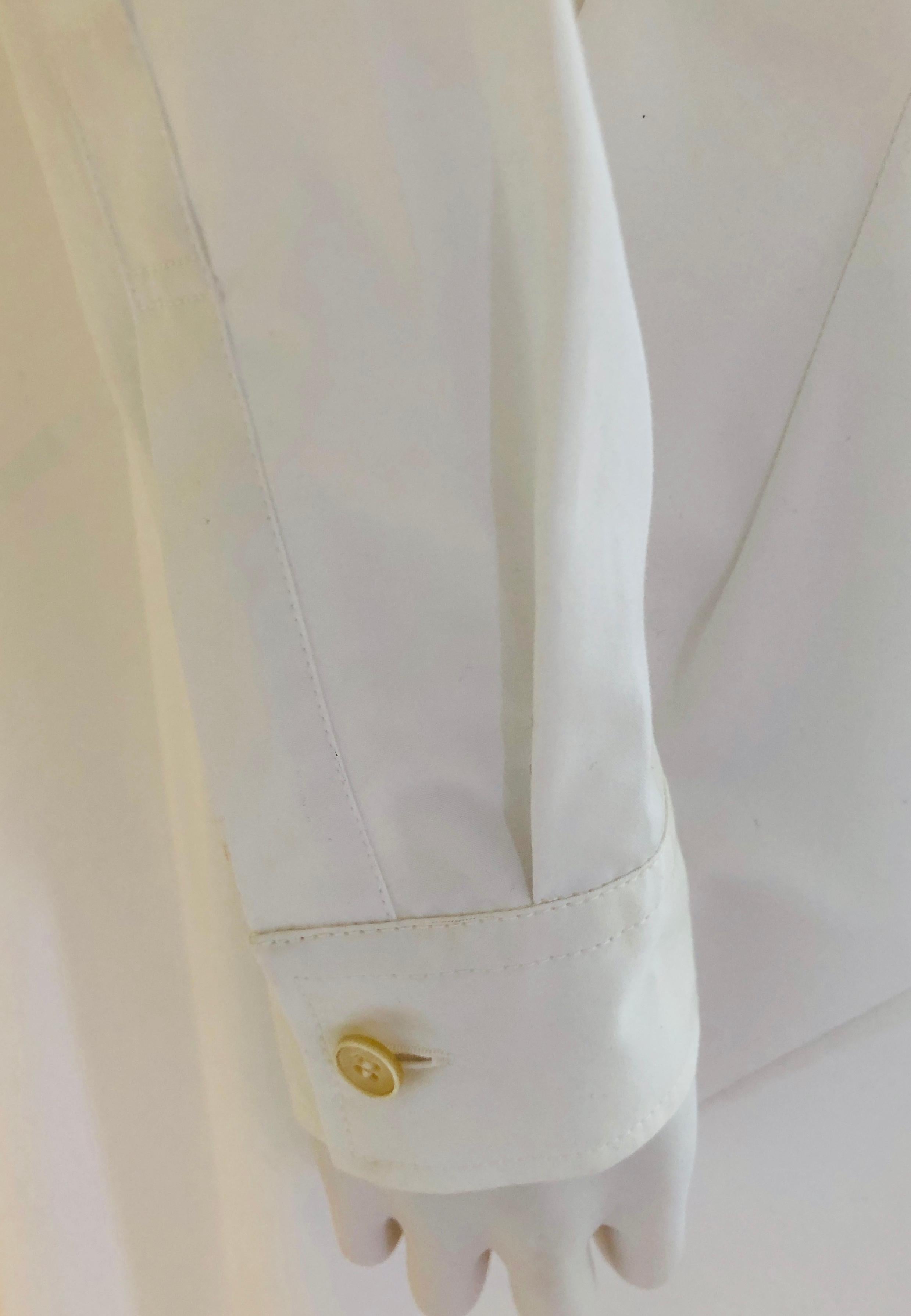 Jil Sander White Cotton Long Sleeve Button Down Handkerchief Causal Dress For Sale 10