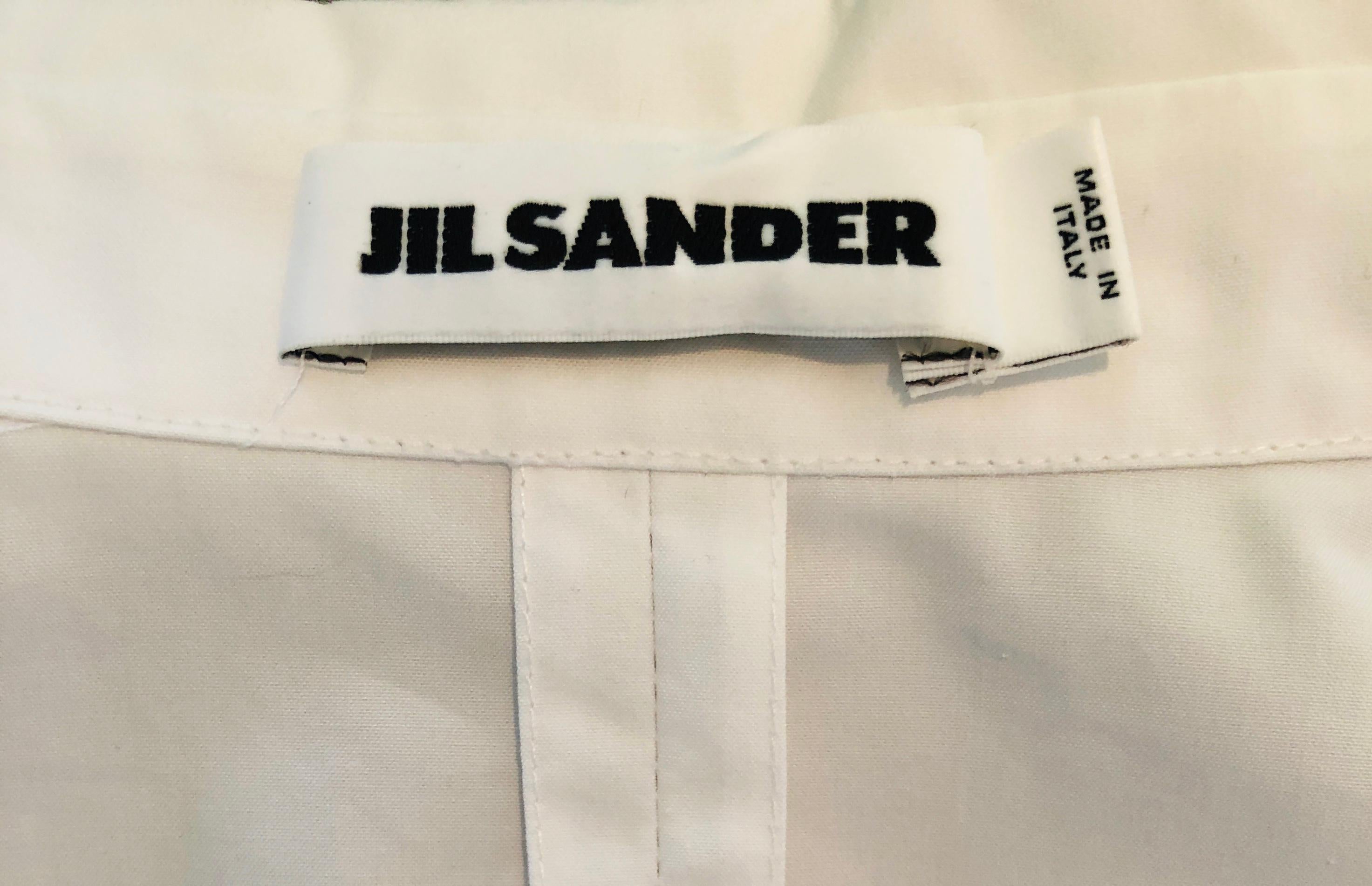 Jil Sander White Cotton Long Sleeve Button Down Handkerchief Causal Dress For Sale 11