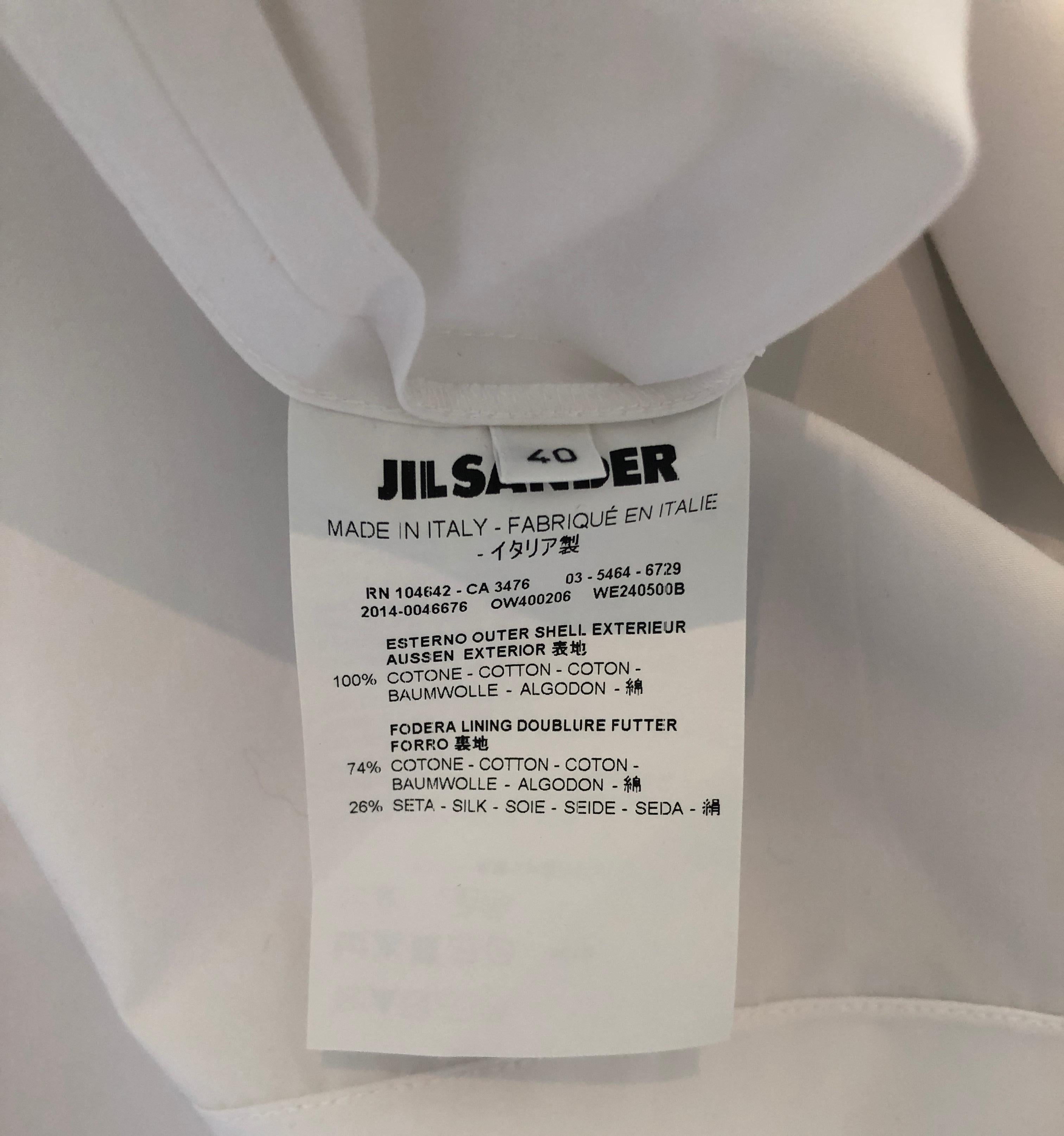 Jil Sander White Cotton Long Sleeve Button Down Handkerchief Causal Dress For Sale 12