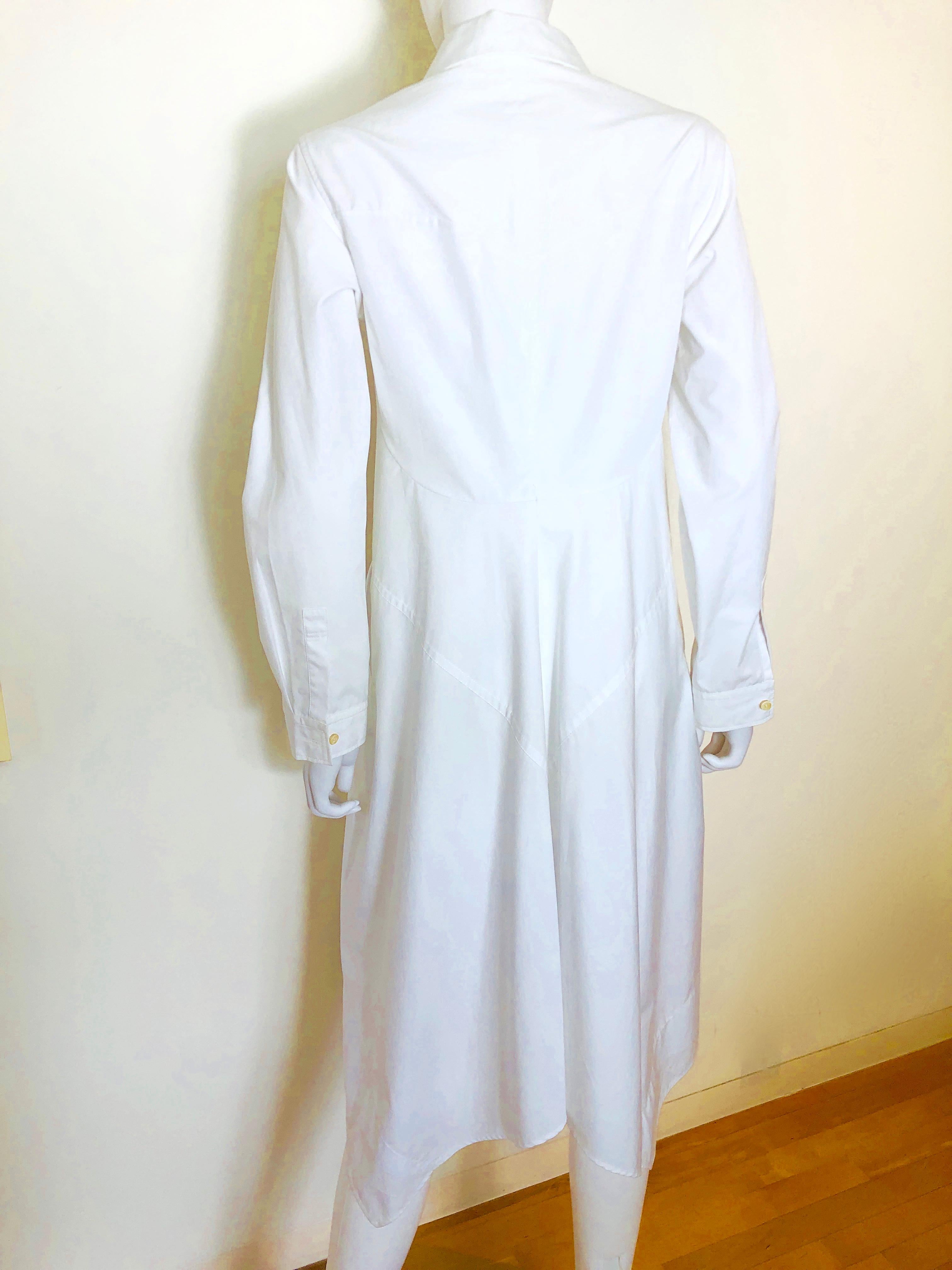 Jil Sander White Cotton Long Sleeve Button Down Handkerchief Causal Dress For Sale 1