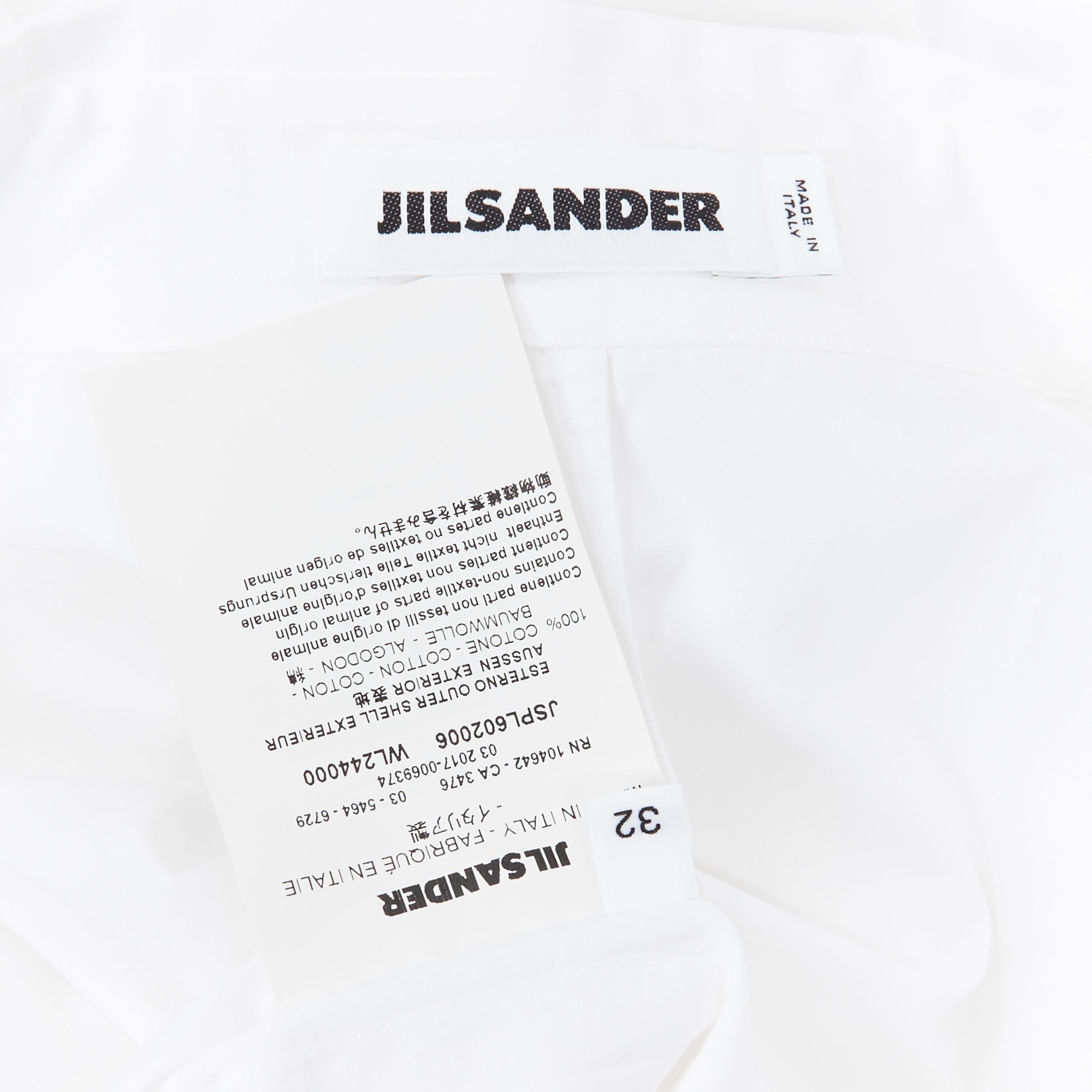 JIL SANDER white cotton minimalist high low panel insert button up shirt FR32 2