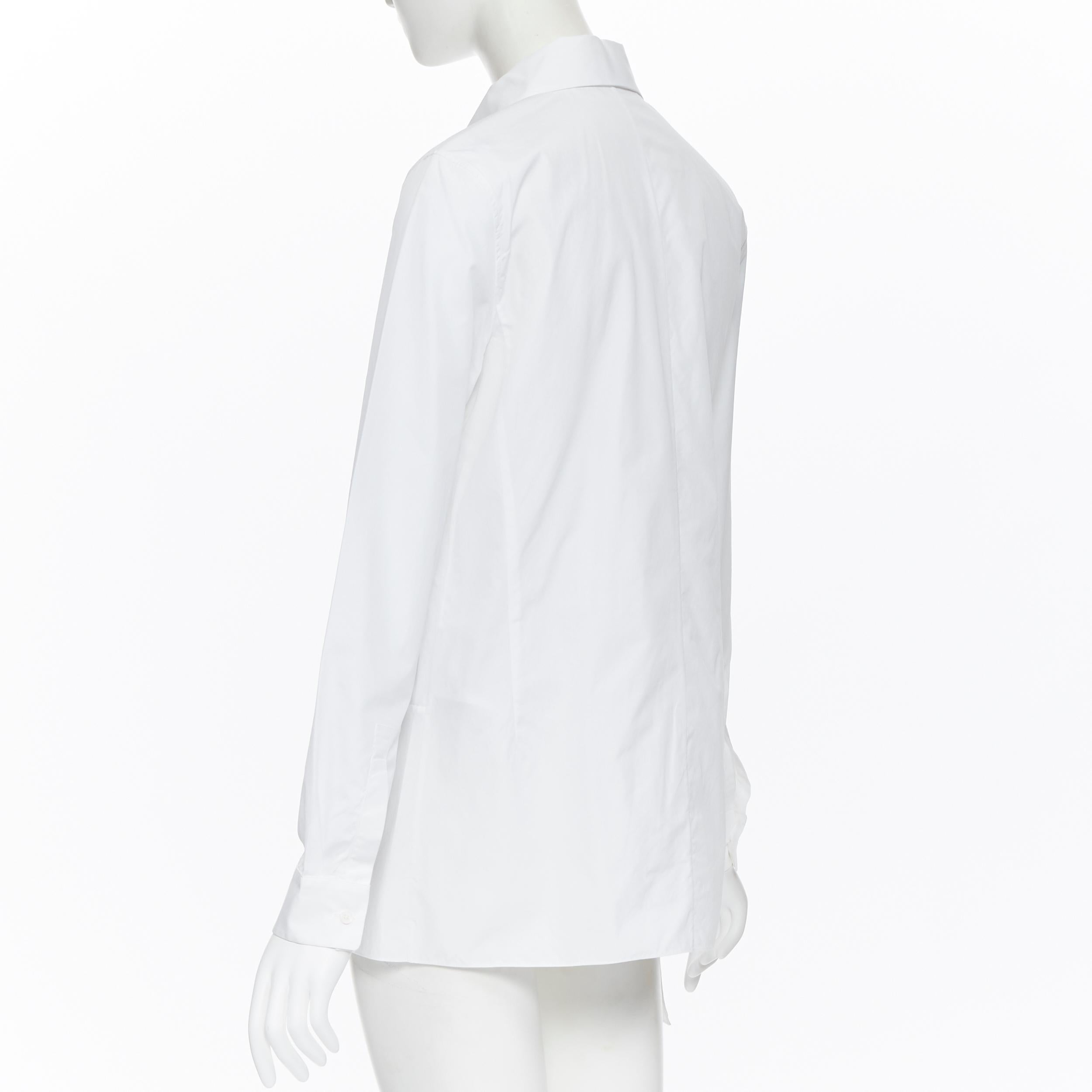 JIL SANDER white cotton minimalist high low panel insert button up shirt FR32 In Excellent Condition In Hong Kong, NT