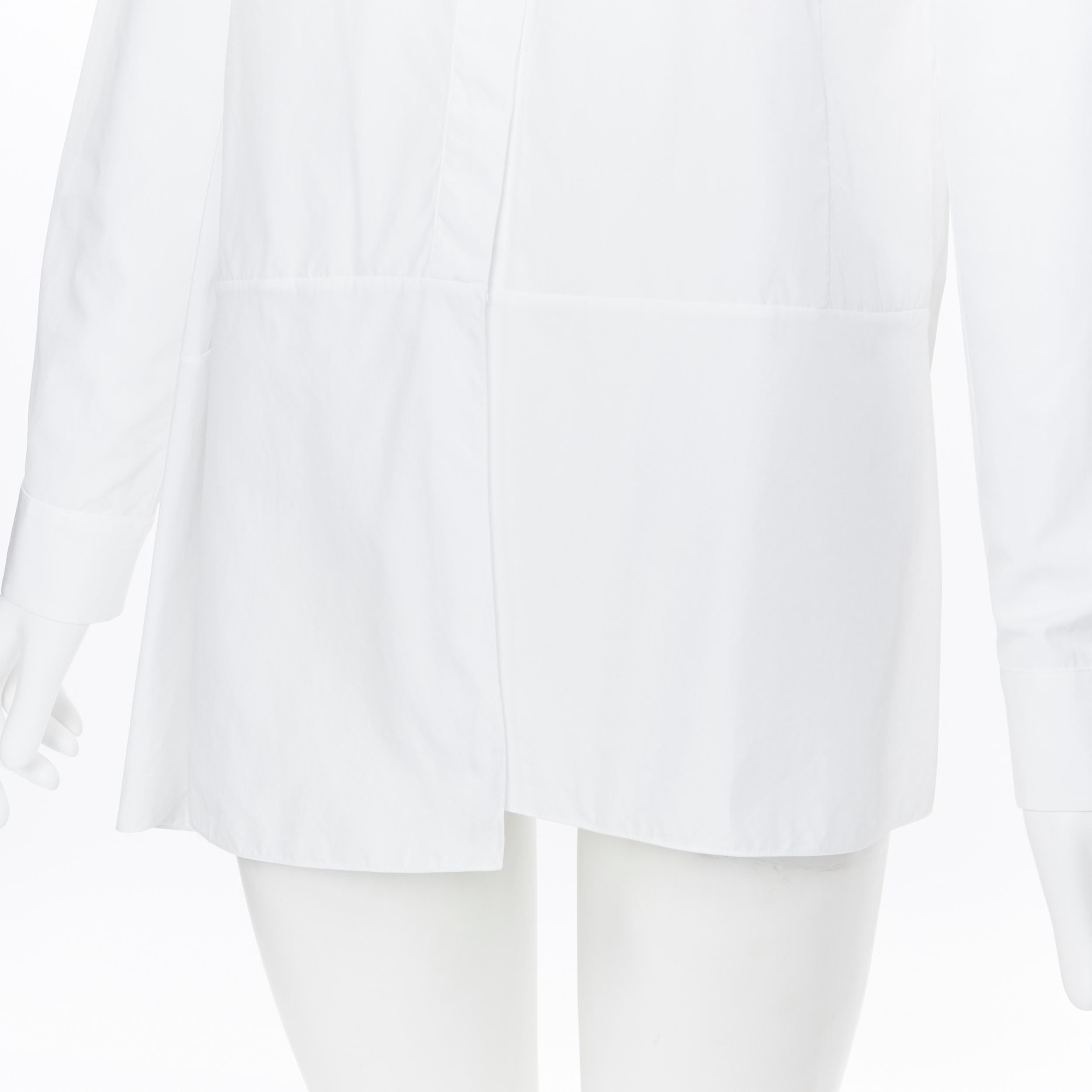 JIL SANDER white cotton minimalist high low panel insert button up shirt FR32 1