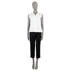 JIL SANDER white cotton SLEEVELESS Button Up Shirt 38 M