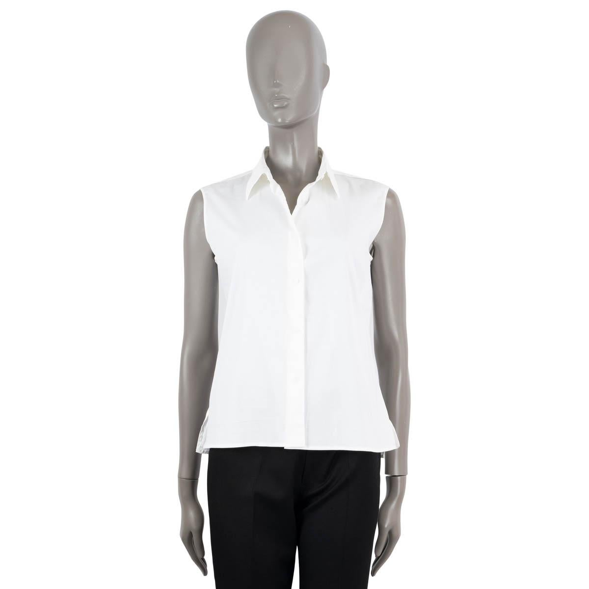 Gray JIL SANDER white cotton SLEEVELESS Button Up Shirt 38 M For Sale
