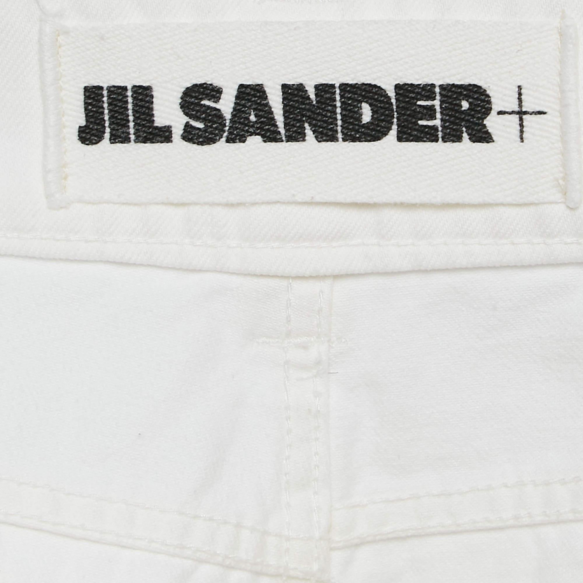 Jil Sander White Denim Straight Leg High Rise Jeans S Waist 26