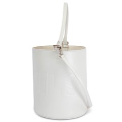 JIL SANDER white leather ROUND BUCKET Shoulder Bag