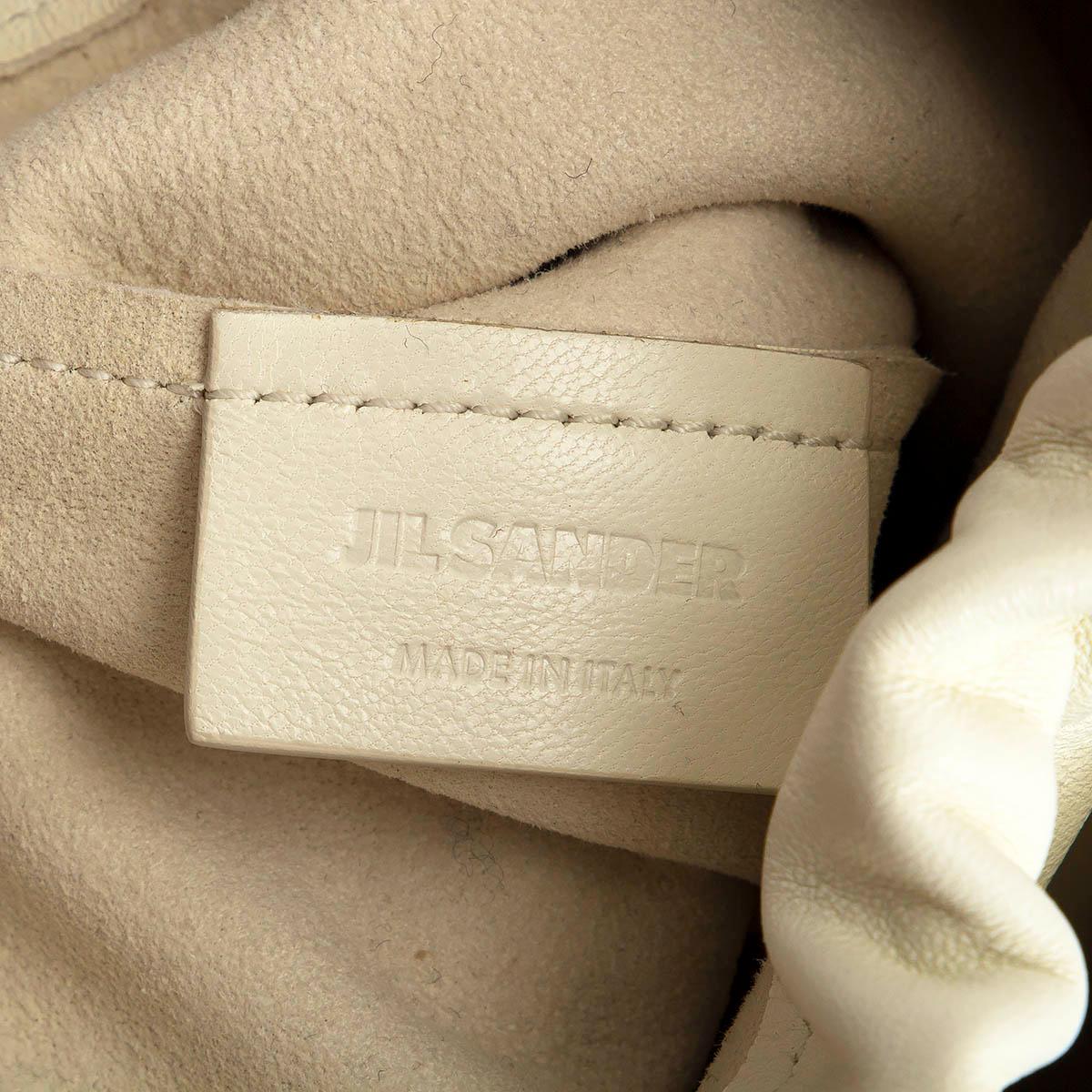 JIL SANDER white leather ROUND BUCKET Shoulder Bag 1