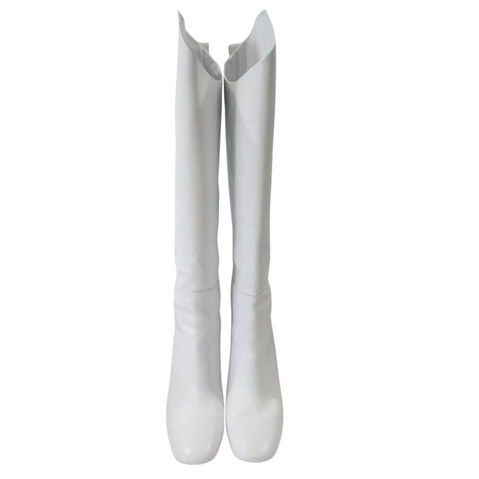 Jil Sander Botas hasta la rodilla de piel de napa blanca 41 en venta 3