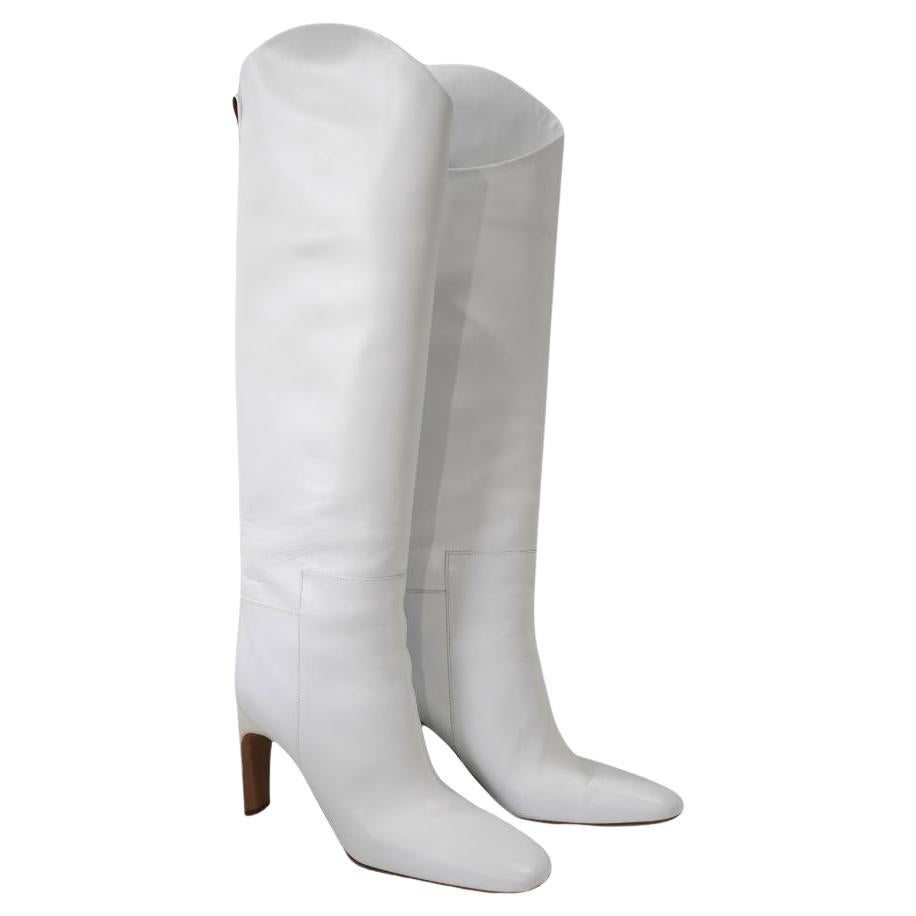 Jil Sander Botas hasta la rodilla de piel de napa blanca 41 en venta