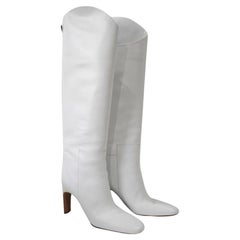 Jil Sander Weiße kniehohe Stiefel aus Nappaleder 41