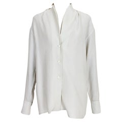 Jil Sander White Silk Long Soft Shirt 2000s