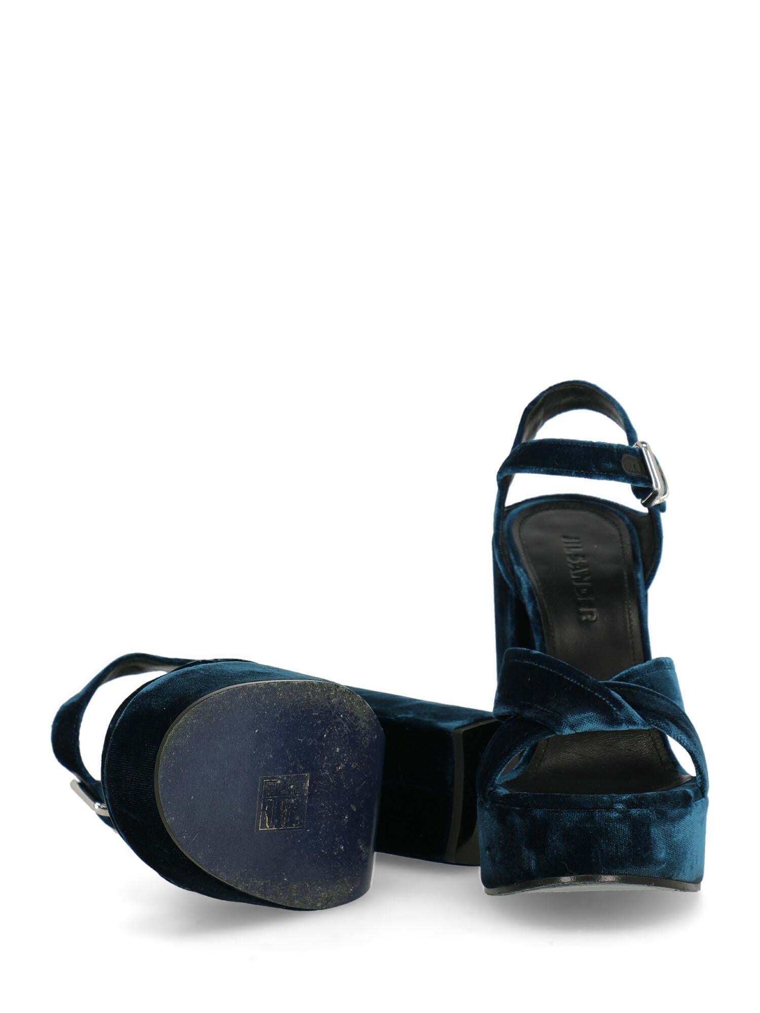 Black Jil Sander Woman Sandals Navy Fabric IT 38 For Sale