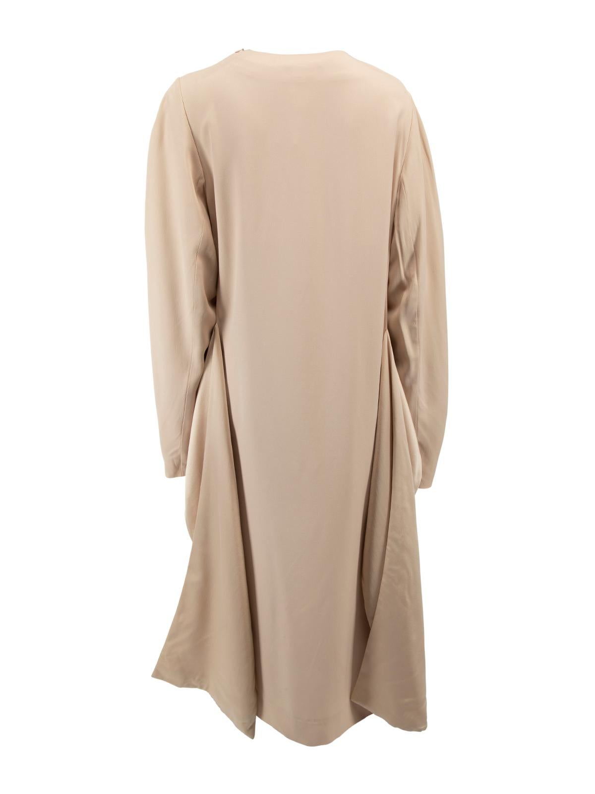 Beige Jil Sander Women's Pastel Nude Long Sleeve Silk Dress