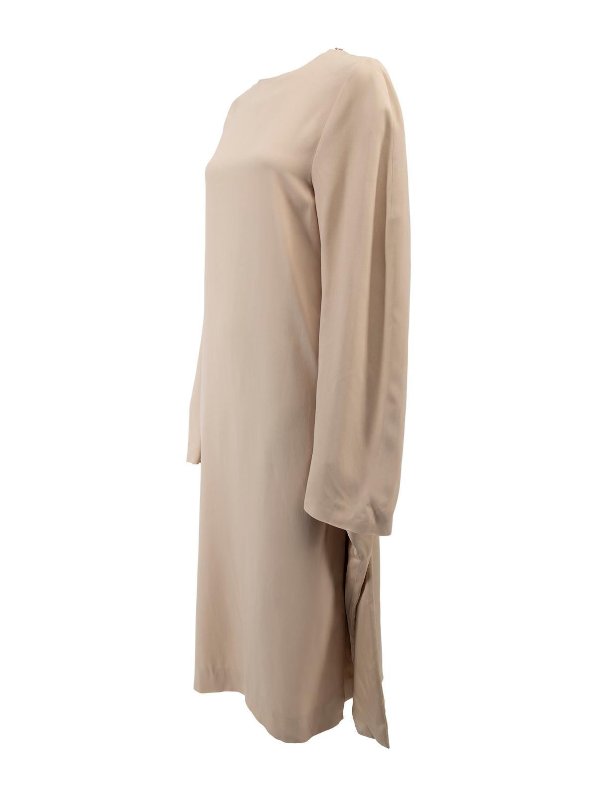 Jil Sander Women's Pastel Nude Long Sleeve Silk Dress In New Condition In London, GB