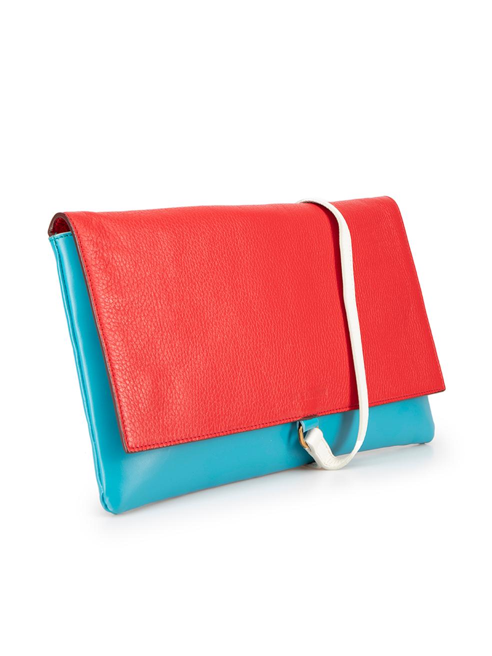CONDITION is Very good. Minimal wear to bag is evident. Minimal wear to the inside face has small markings to the right on this used Jil Sander designer resale item.



Details


Blue, red, white colour block

Leather

Clutch bag

Flap closure

1x