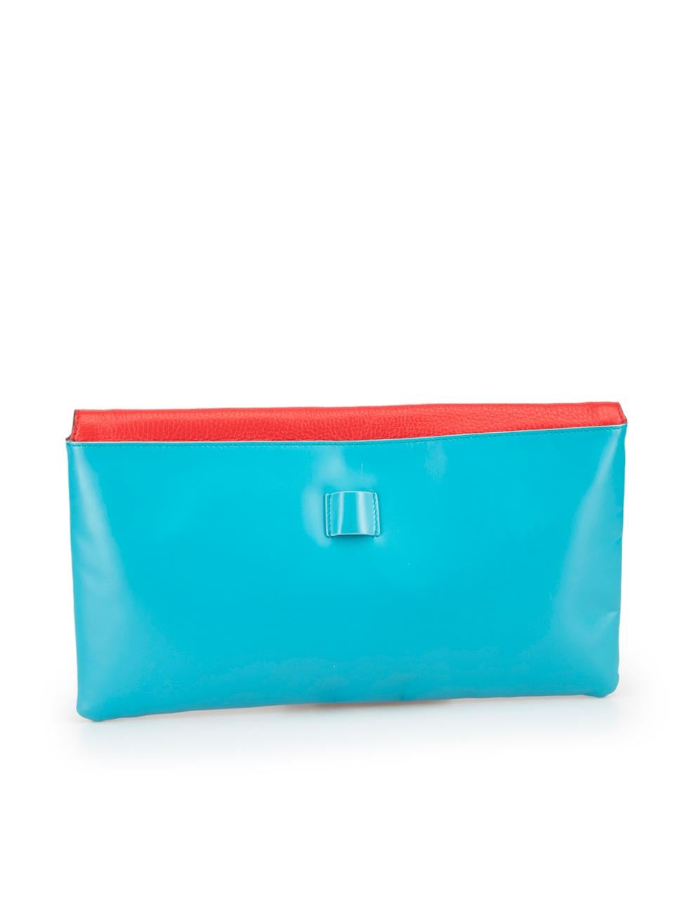 Jil Sander Women's Red & Blue Leather Colour-Block Leather Clutch In Good Condition In London, GB