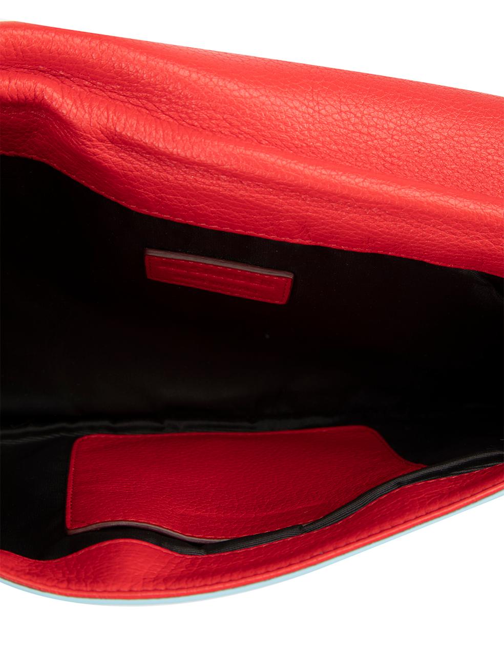 Jil Sander Women's Red & Blue Leather Colour-Block Leather Clutch 3