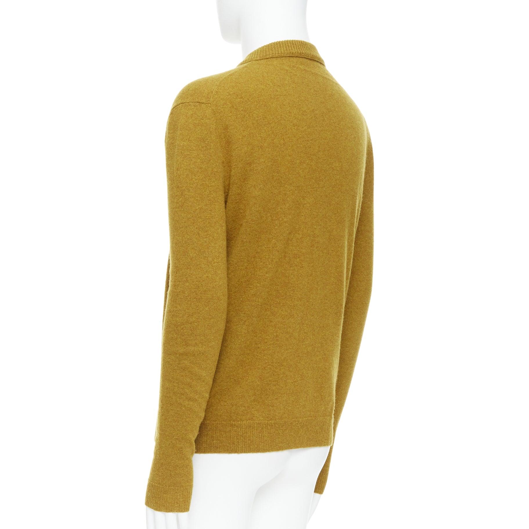 JIL SANDER wool cashmere mustard brown  v neck sweater IT46 S For Sale 1