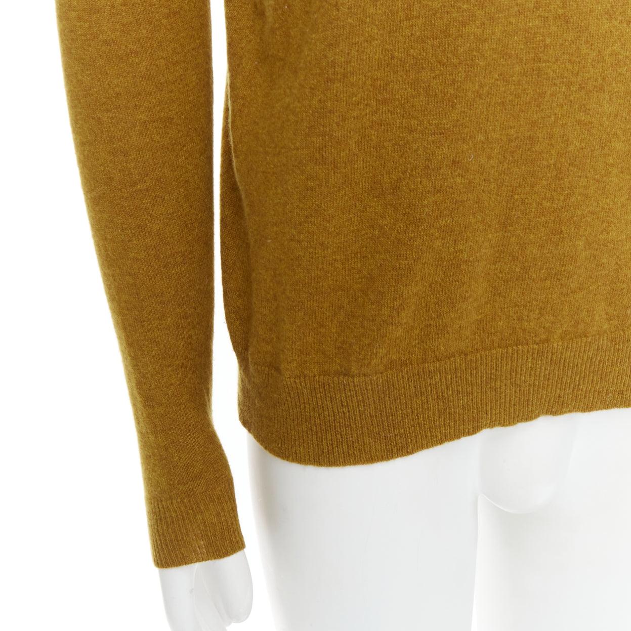 JIL SANDER wool cashmere mustard brown  v neck sweater IT46 S For Sale 2