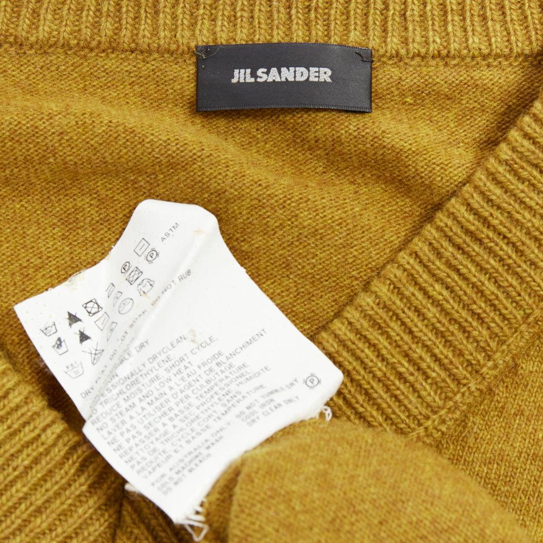 JIL SANDER wool cashmere mustard brown  v neck sweater IT46 S For Sale 3