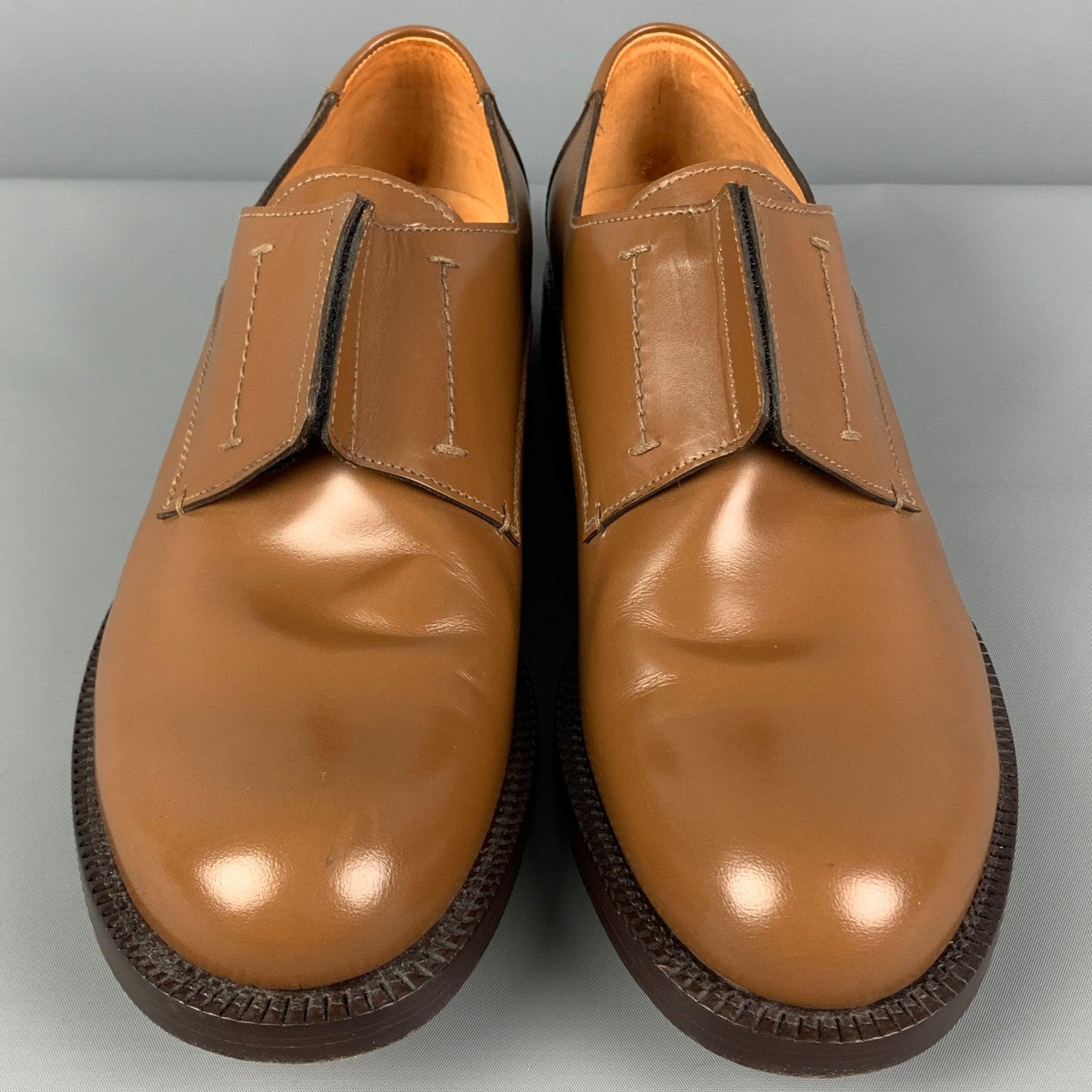 Men's JIL SANDER x RAF SIMONS Size 11 Tan Leather Laceless Dress Shoes For Sale