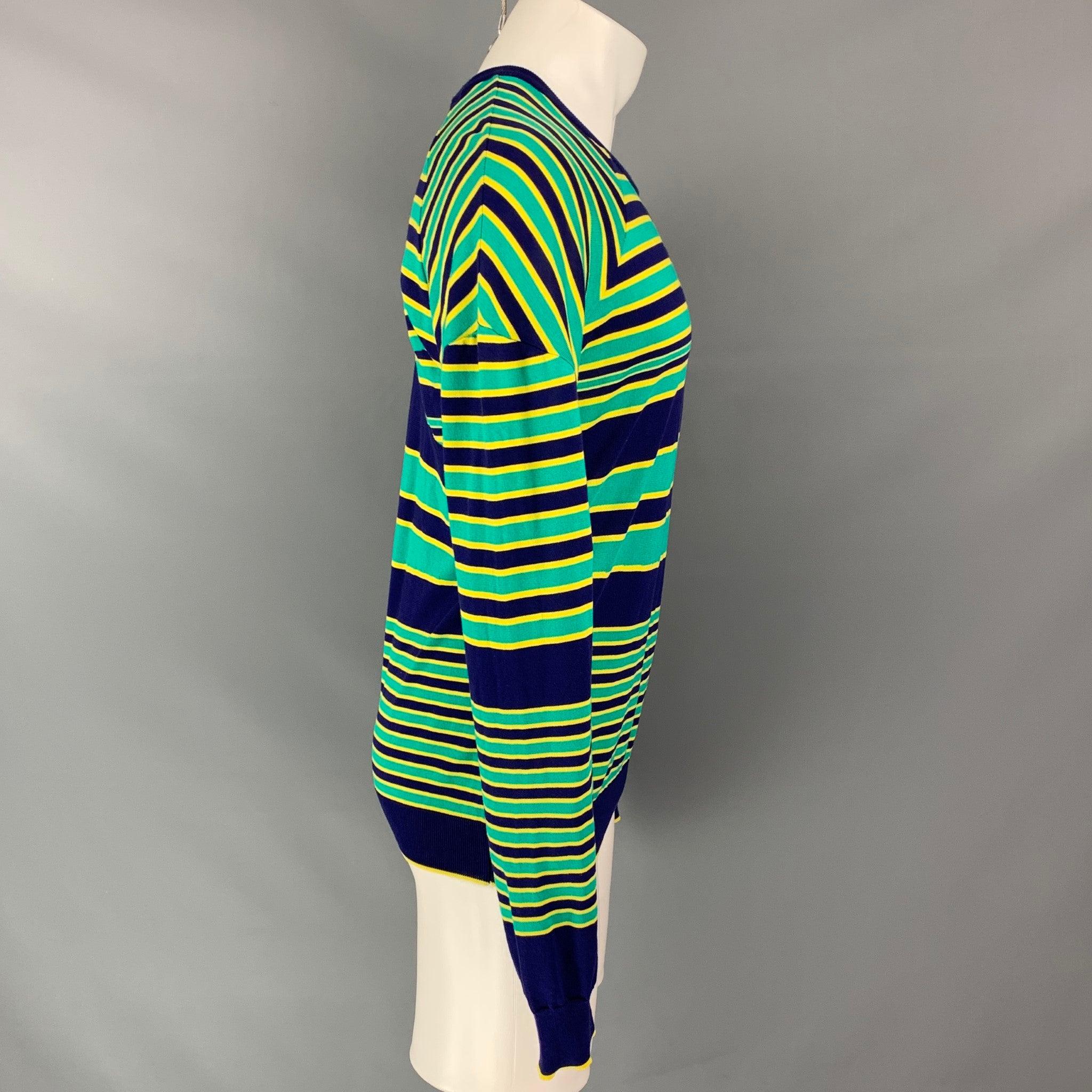JIL SANDER x RAF SIMONS SS 11 pullover comes in a multi-color stripe cotton featuring a ribbed hem and a crew-neck. Made in Italy.New With Tags.
 

Marked:   50 

Measurements: 
 
Shoulder:
25 inches  Chest: 40 inches  Sleeve: 25 inches  Length: