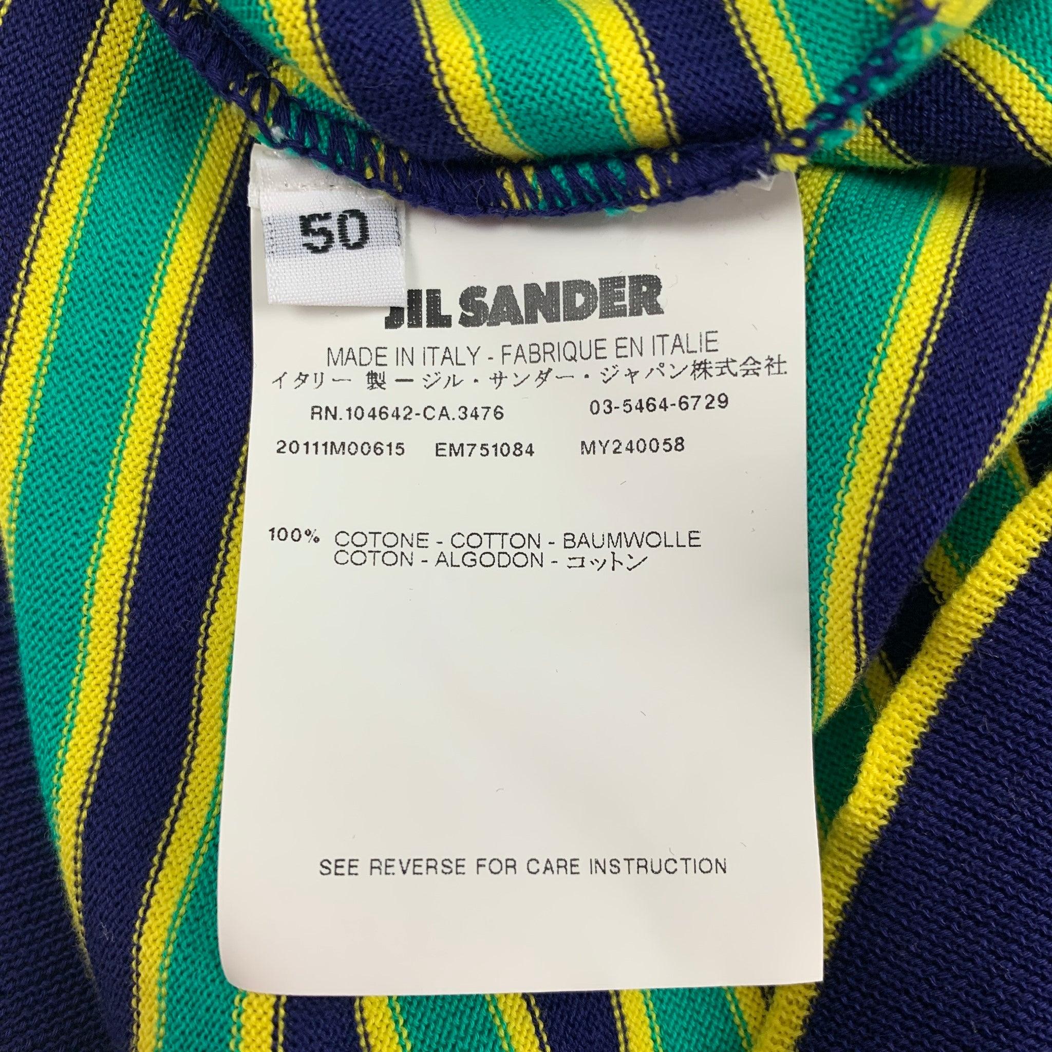 Men's JIL SANDER x RAF SIMONS SS 11 Size M Multicolor Stripe Cotton Crew-Neck Pullover For Sale