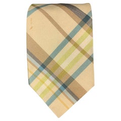 JIL SANDER Yellow Blue Plaid Silk Tie